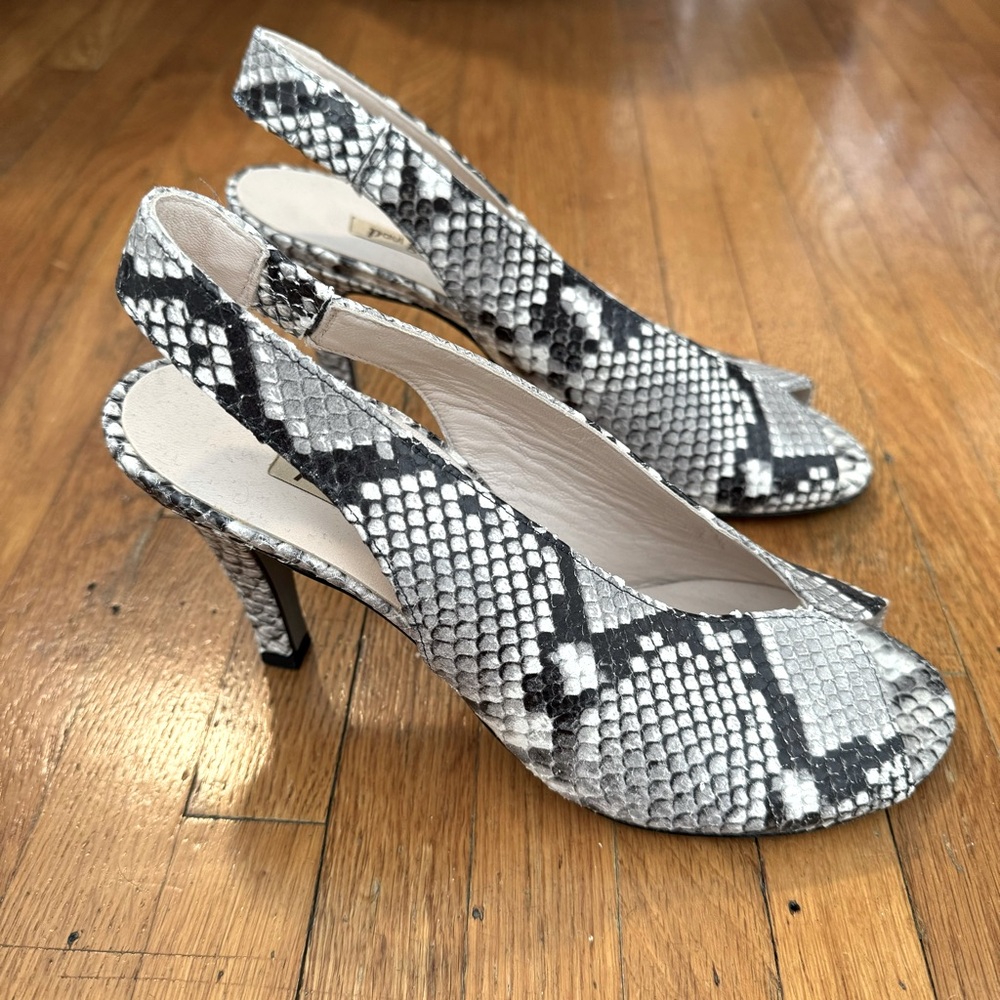 Paul Green Leather Snake Textured Heels Pumps